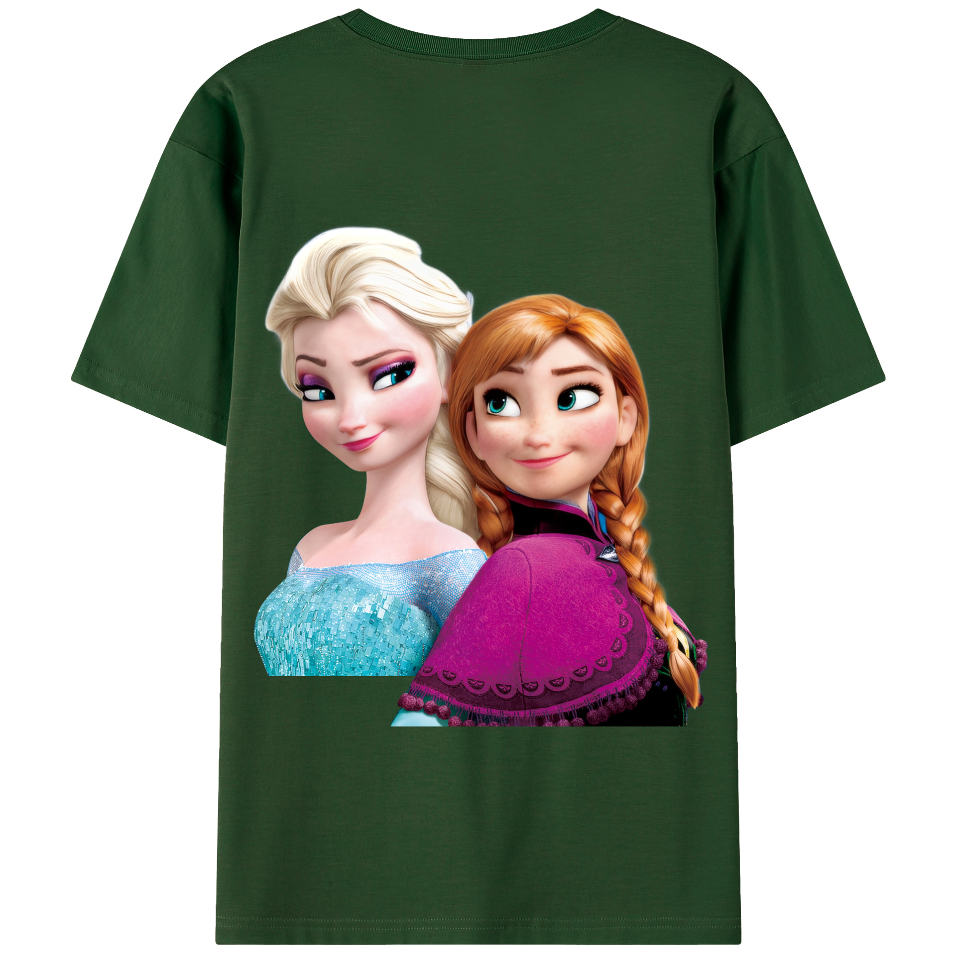 （画像用） アナと雪の女王 アンナ エルサ Frozen Anna Elsa 綿100％半袖Tシャツ（背面プリント）